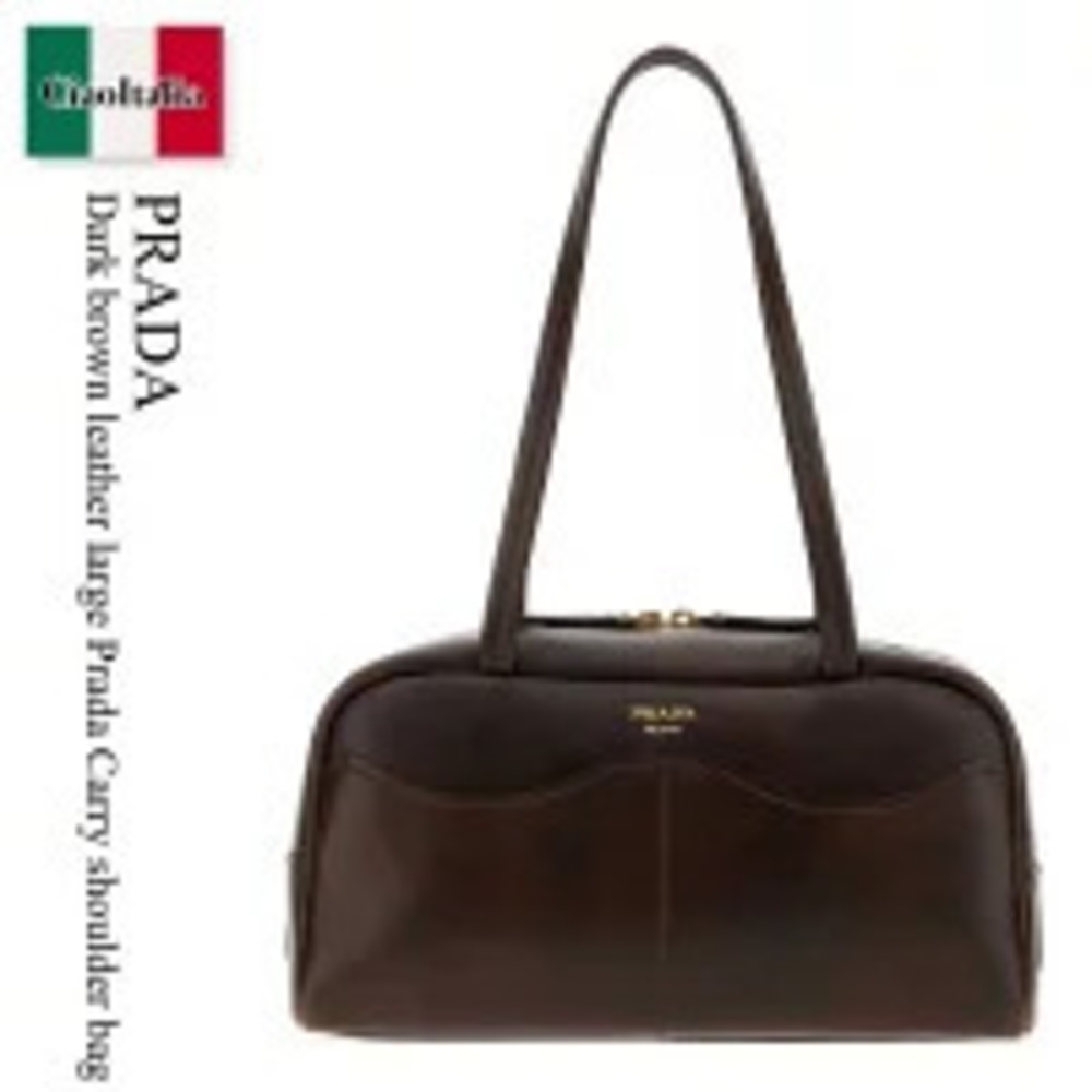 Prada Bag Dark Brown Leather Carry Shoulder Pouch